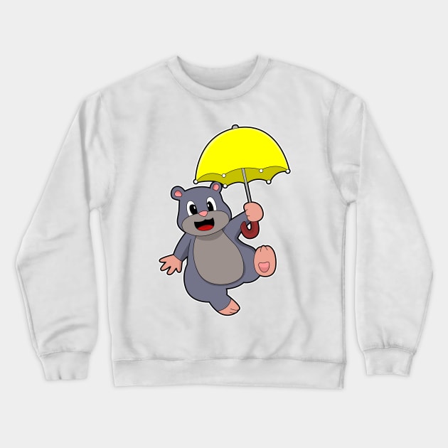 Mole with Umbrella Crewneck Sweatshirt by Markus Schnabel